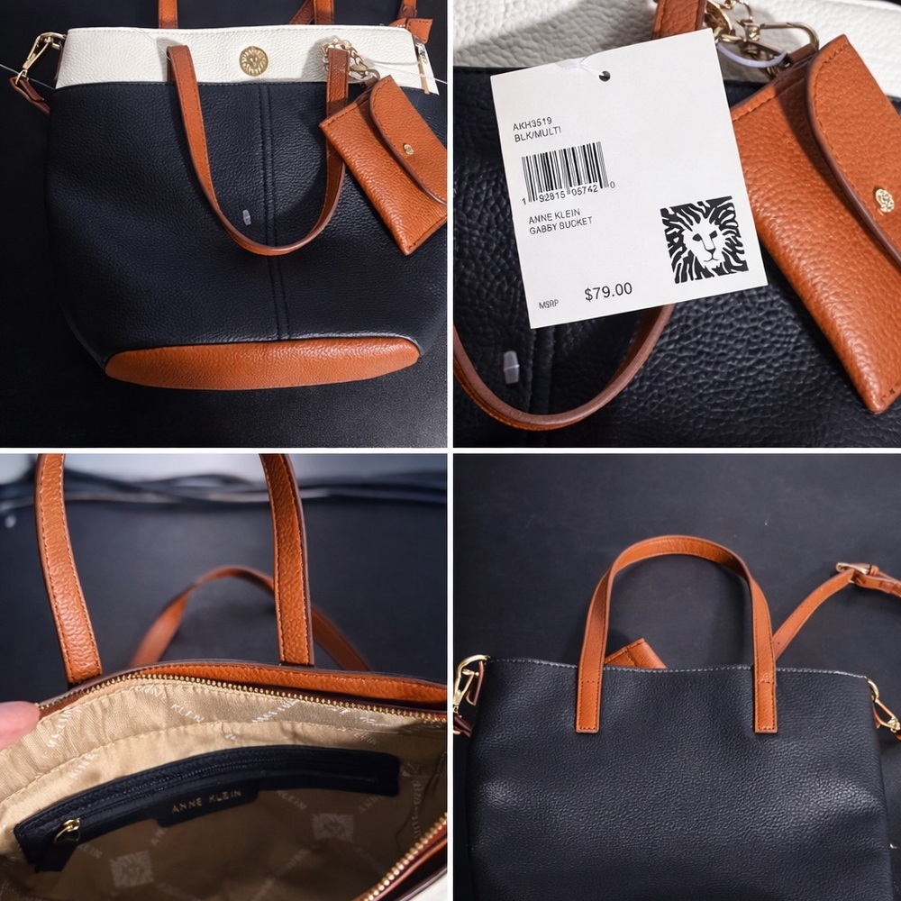 Anne Klein Black, White & Tan Colorblock Tote